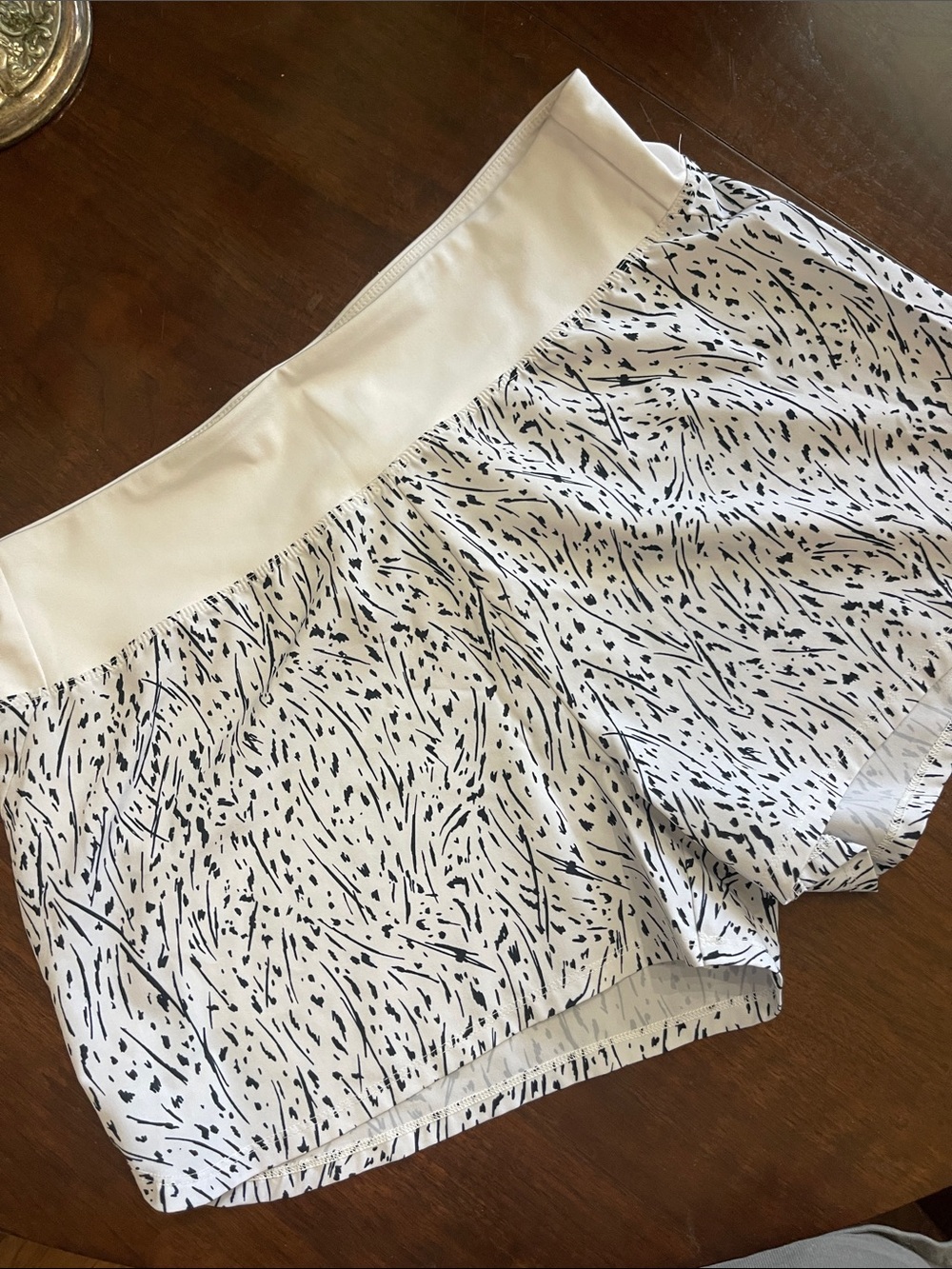 Marika White Shorts with Black Abstract Print